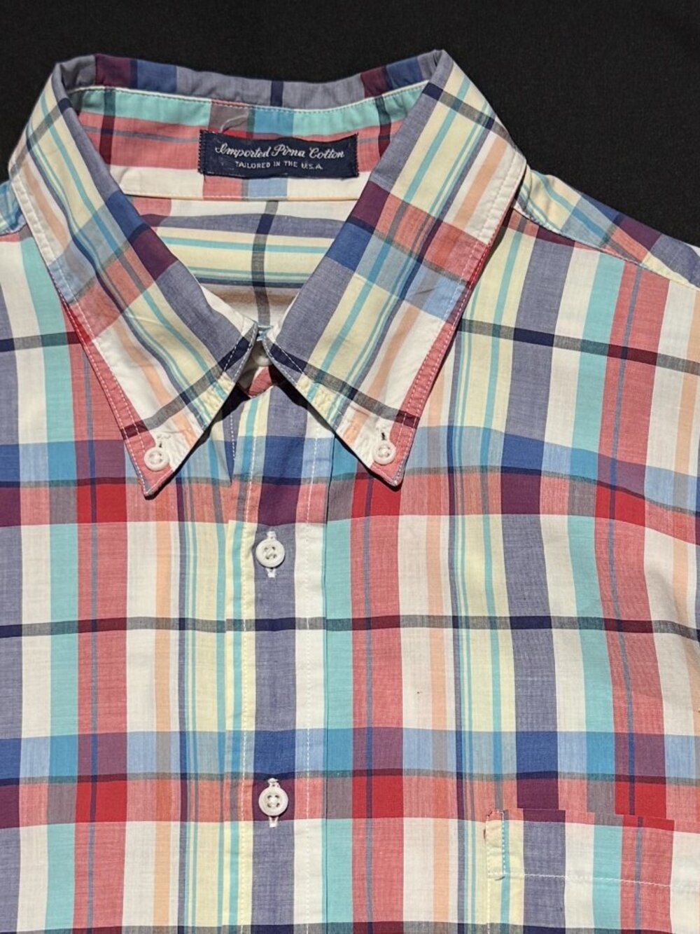 Tailored Mens Shirt Pima Cotton 44 Chest 30 Long Multicolored Tailored in USA